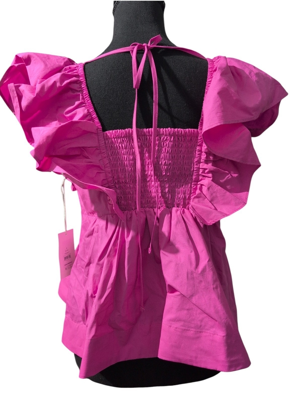Free Assembly Pink Ruffle Sleeve Square Neck Top Size S (4-6) NWT - Picture 7 of 11